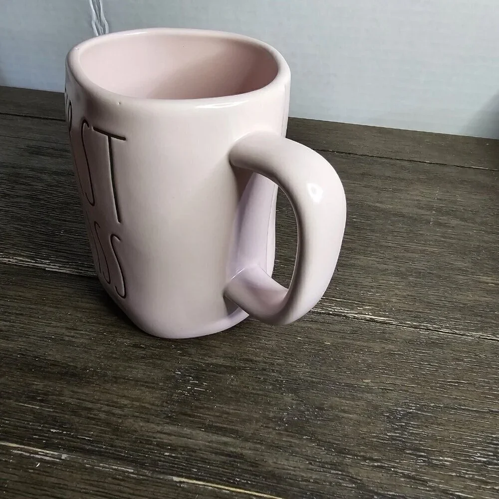 NWT Rae Dunn Artisan First Kiss Pastel Pink Valentine's Day Mug 2021 Magenta